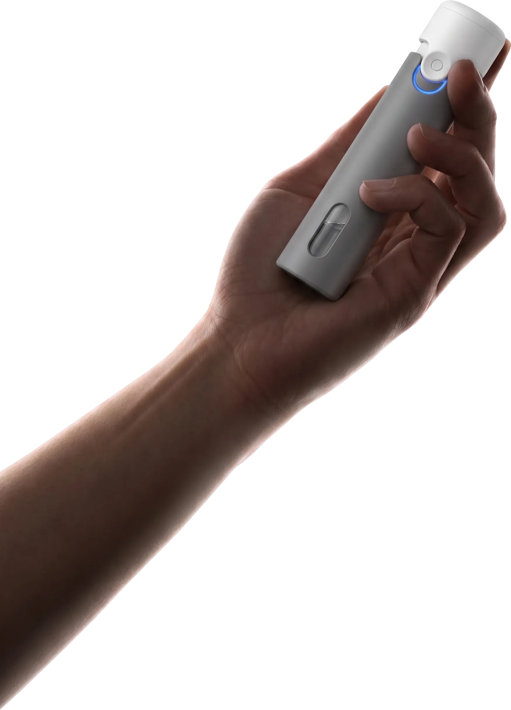 Hand holding sleepy portable humidifier